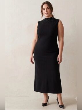 Evan-Picone Women’s Black Beaded Sleeveless Dress Size 12 (A791)